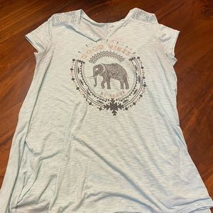 Good Vibes Lace shoulder Tee